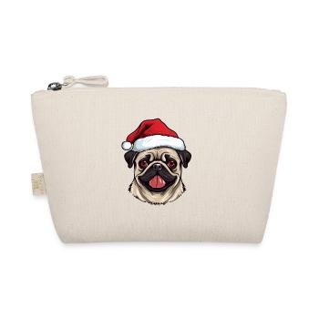 Pug Hund Mops Weihnachten Kopf - Bio-Täschchen - Natur - Vorne