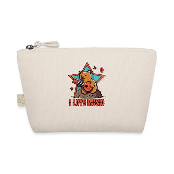 I Love Music: Funny Guitar Bear - Organic Pouch - nature - Front