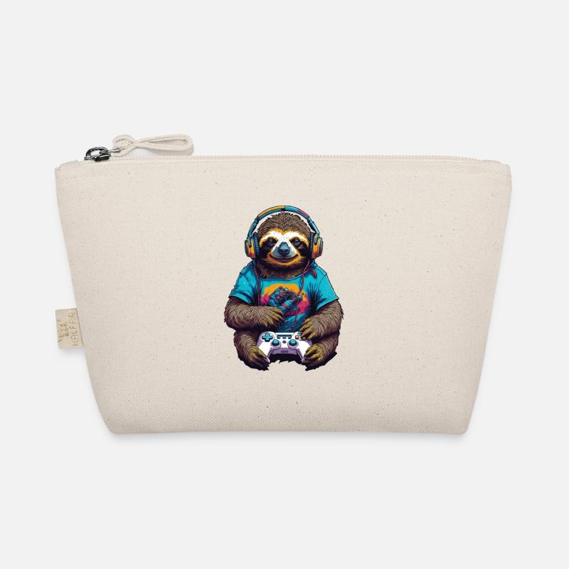 Retro Controller Gaming Sloth Nerd Design Organic Pouch