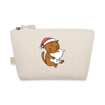 Cat, Cute, Abyssinian Cat, Tired, Christmas - Organic Pouch - nature - Front