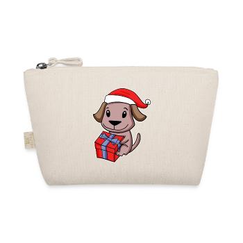 Chien avec chapeau de père Noël et cadeau de Noël - Trousse biologique - nature - Devant