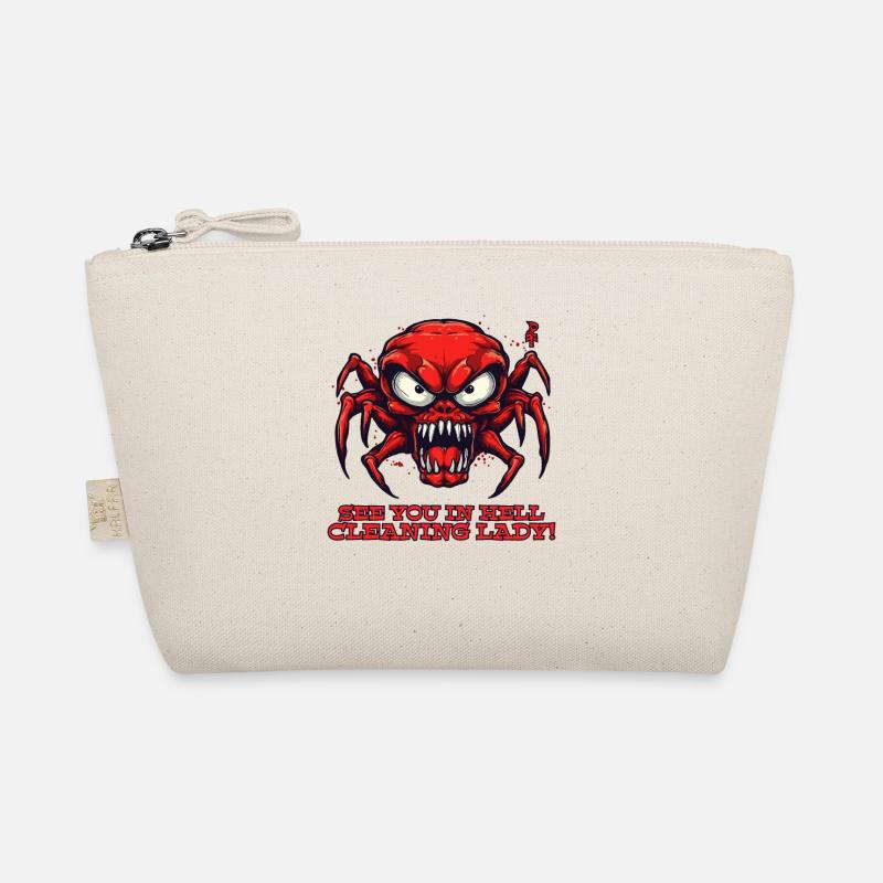 Evil angry crazy cartoon skull spider Organic Pouch