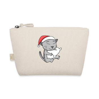 Cat Cute Egyptian Mau Tired Christmas - Organic Pouch - nature - Front