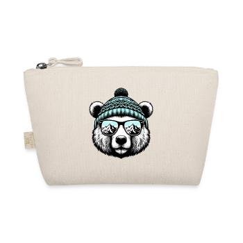 Funny Bear with Knitted Hat Ski Holiday Snowboard - Organic Pouch - nature - Front