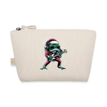cooler Frosch mit Gitarre und Weihnachtsmütze - Bio-Täschchen - Natur - Vorne