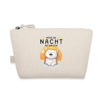 Möge die Nacht mit dir sein - Schlafshirt Katze - Bio-Täschchen - Natur - Vorne