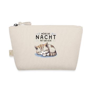 Möge die Nacht mit dir sein - Schlafshirt Katze - Bio-Täschchen - Natur - Vorne