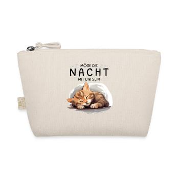 Möge die Nacht mit dir sein - Schlafshirt Katze - Bio-Täschchen - Natur - Vorne