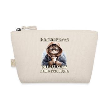 Lustiges Katze mit Kaffee und Spruch Design - Bio-Täschchen - Natur - Vorne