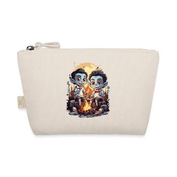 Funny Vampire Kids Halloween Campfire - Organic Pouch - nature - Front