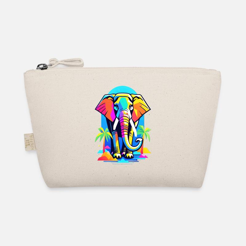 Bunter Elefant im Dschungel Regenbogen Design - Bio-Täschchen - Natur