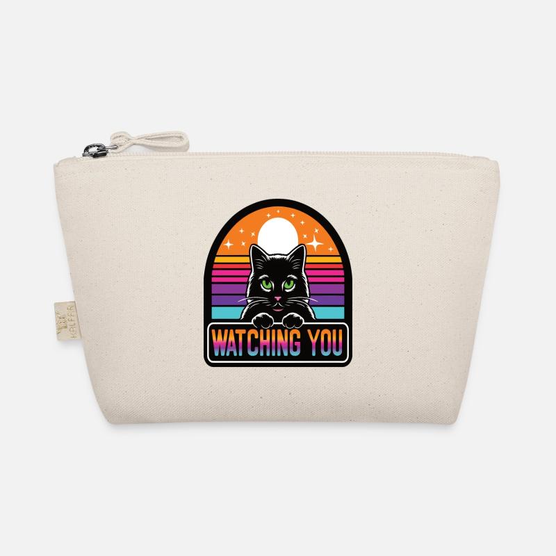 Chat noir qui vous regarde, coucher de soleil vintage Trousse biologique