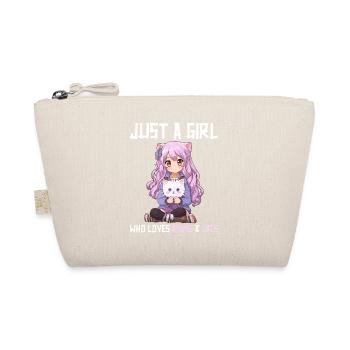 Kawaii Girl Anime Manga Girl and Cat - Organic Pouch - nature - Front