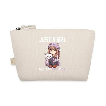 Kawaii Girl Anime Manga Girl and Cat - Organic Pouch - nature - Front