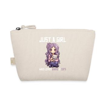 Kawaii Girl Anime Manga Girl and Cat - Organic Pouch - nature - Front
