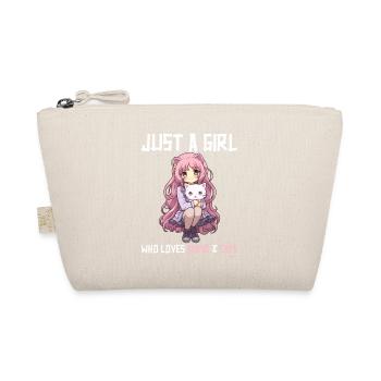 Kawaii Girl Anime Manga Girl and Cat - Organic Pouch - nature - Front