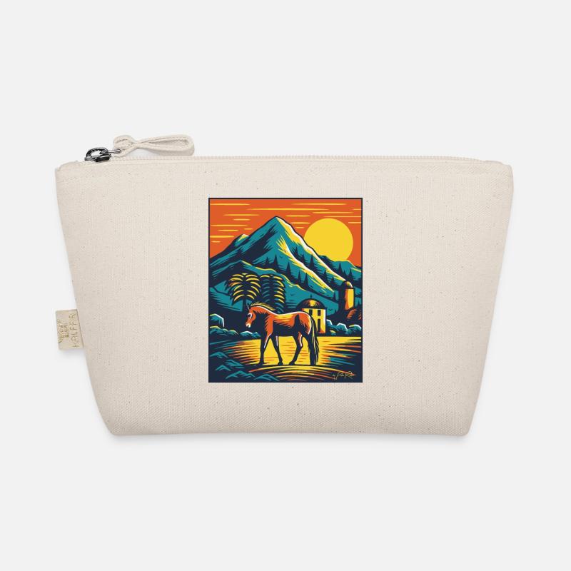 Bunter Pferdehof mit Pferd Bio-Täschchen