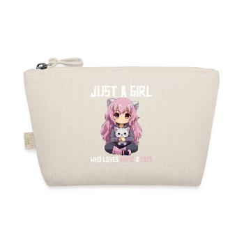 Kawaii Girl Anime Manga Girl and Cat - Organic Pouch - nature - Front