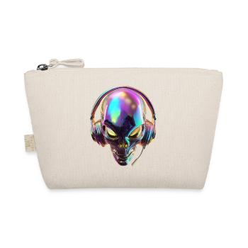 Chromatic Alien Head with Headphones - Organic Pouch - nature - Front