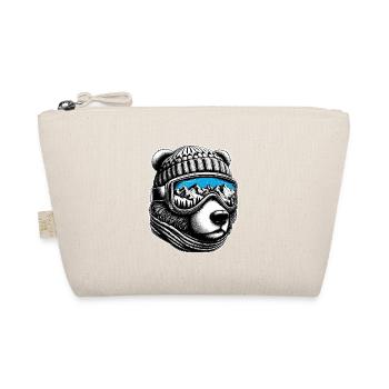 Bear Loves Skiing With Ski Goggles Mountains Snow Fun - Organic Pouch - nature - Front