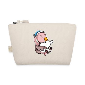 Ostrich with pillow and sleepy cap - Organic Pouch - nature - Front