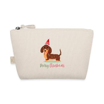 Dackel, Dachshund, Weihnachten, Christmas - Bio-Täschchen - Natur - Vorne