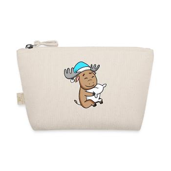 Moose with pillow and sleepy cap - Organic Pouch - nature - Front