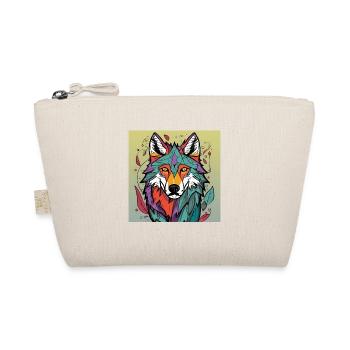 Geometrischer Wolfskopf Farbexplosion - Bio-Täschchen - Natur - Vorne