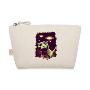 Funny Cut Out 3D Cat Selfie UFO Behind - Organic Pouch - nature - Front