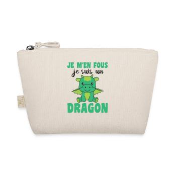 Je m'en fous je suis un dragon - süßer Drache - Bio-Täschchen - Natur - Vorne