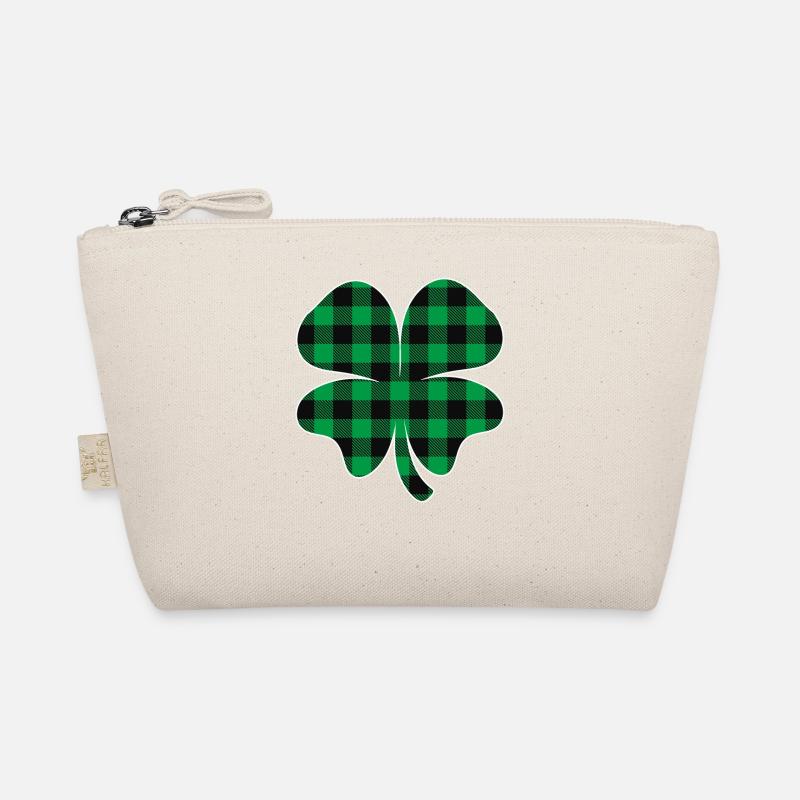 Grünes Büffel Karo Kleeblatt Bio-Täschchen