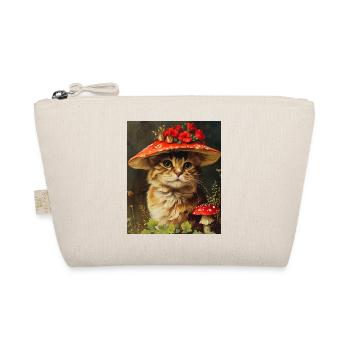 Vintage Katze in einem Pilz Blumenhut Cottagecore - Bio-Täschchen - Natur - Vorne