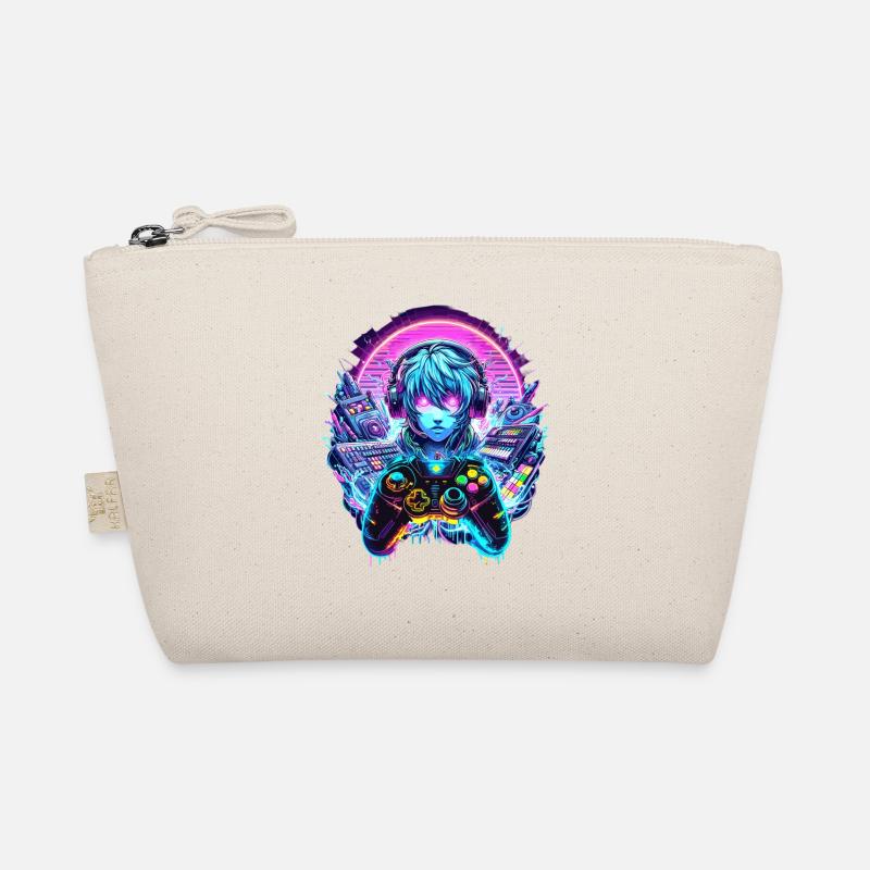 Gamer Headset Anime Synthwave Art Bio-Täschchen