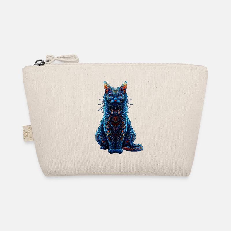 Intricate Psychedelic Fractal Cat Rave Mushroom Organic Pouch