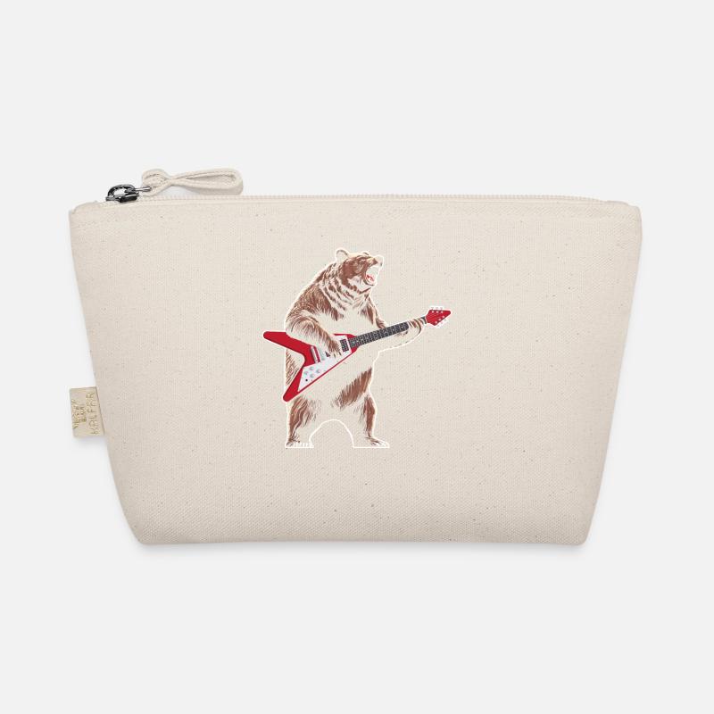 Bear playing flying v guitar guitarist Organic Pouch