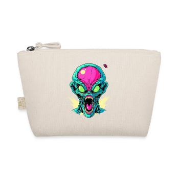 Pink Green Angry Cool Alien - Organic Pouch - nature - Front