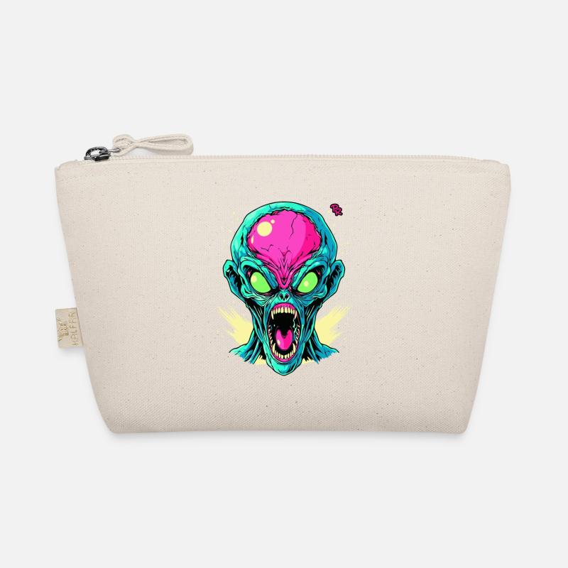 Pink Green Angry Cool Alien Organic Pouch