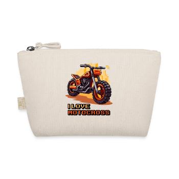 Motorcycle Pixel Art, I Love Motocross - Organic Pouch - nature - Front