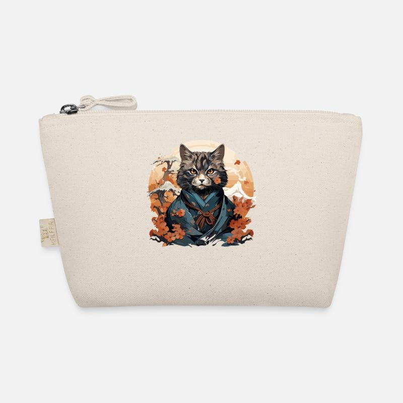 Funny Samurai Cat Organic Pouch