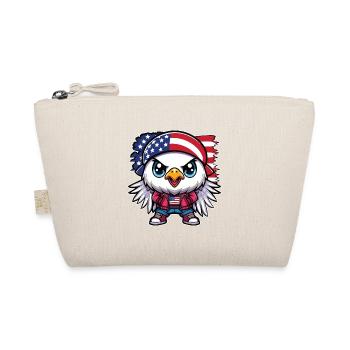 Amerikanische Flagge Teenager Adler - Bio-Täschchen - Natur - Vorne