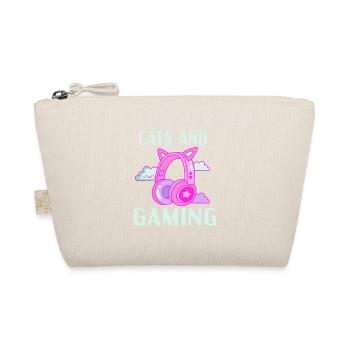 Cats and Gaming: Cat Ears Headphone Design - Organic Pouch - nature - Front