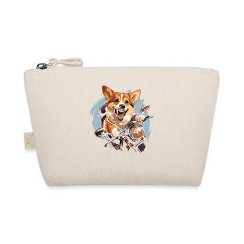 Corgi Dog Biker Riding Motorcycle Kawaii - Organic Pouch - nature - Front