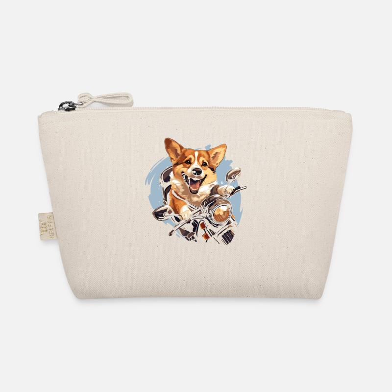 Corgi Dog Biker Riding Motorcycle Kawaii Organic Pouch