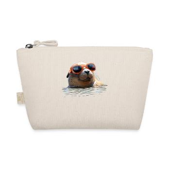 Robbe mit Sonnenbrille Seehund Walross Süße Robben - Bio-Täschchen - Natur - Vorne