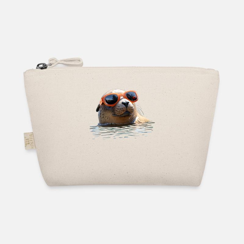 Robbe mit Sonnenbrille Seehund Walross Süße Robben Bio-Täschchen