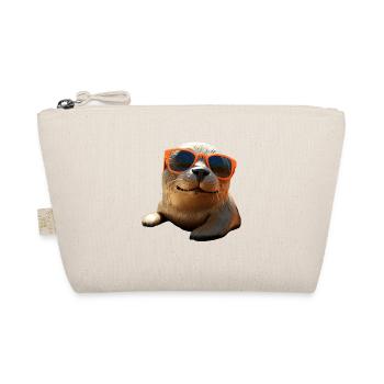 Robbe mit Sonnenbrille Seehund Walross Süße Robben - Bio-Täschchen - Natur - Vorne