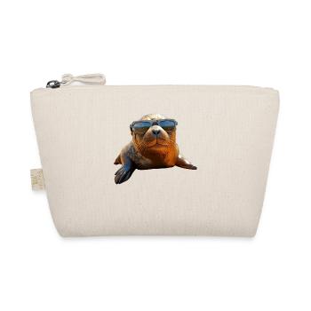 Robbe mit Sonnenbrille Seehund Walross Süße Robben - Bio-Täschchen - Natur - Vorne