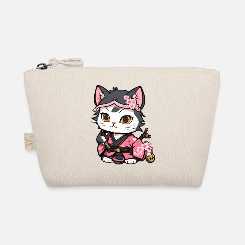 Samurai Cat & Cherry Blossoms #12 Organic Pouch