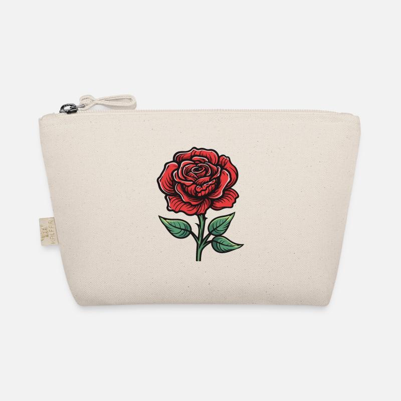 Rose Blume Liebe - Bio-Täschchen - Natur
