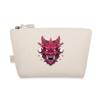 Japanese Hannya Demon Samurai Warrior Oni Mask - Organic Pouch - nature - Front